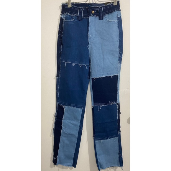 Patchwork Straight Leg Jeans + Patchwork Tube Top - Picture 8 of 11